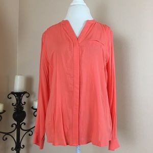 Coral / Orange Long Sleeve Blouse size XL